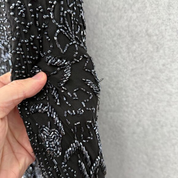 Scala Womens VTG Silk Gown Dress Size M Black Beaded High Neck Elegant Formal - Picture 9 of 16
